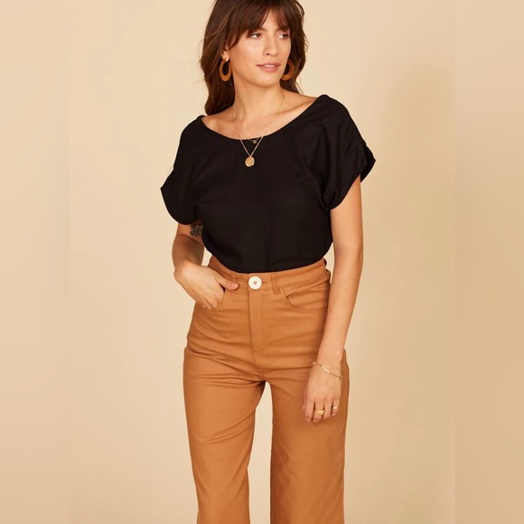 Whimsy + Row Flora Wide Leg Pant in Mushrooms Tan - Picture 2 of 6